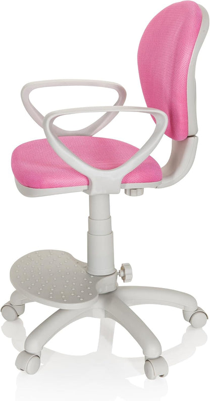 hjh OFFICE 671012 kinderdraaistoel Kid Colour G1 stof roze/grijs bureaustoel kinderen, voetsteun en zitting in hoogte verstelbaar