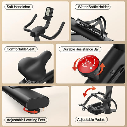 PASYOU Hometrainer, Indoor Spinning Bikes Voor Thuisgebruik, Hometrainer met Magnetische Weerstand, Spinning Bikes met LCD-scherm en Tablethouder, Fitnessfiets van 136kg/300lb