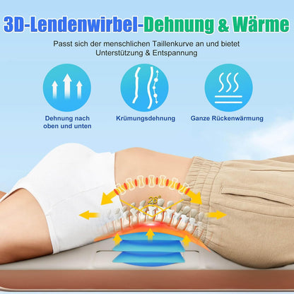 Massagemat voor het hele lichaam met warmte – Rugmassagepad – Massagekussen – Massagematras – Ontspanningsmat – 4 Massagemodi – 3D-Lendenwerveltractie – Verstelbare Taille voor 1,5 M - 1,8 M