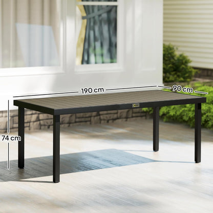 Tuintafel – Tuin Eettafel – Balkontafel – Picknicktafel – Buiten Tafel – Weerbestendig Kunststof Blad – Aluminium Frame 190x90 cm – 8 Persoons