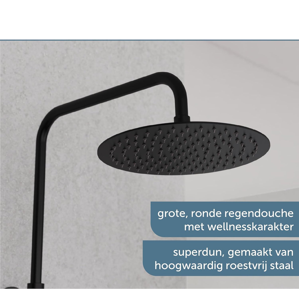 Douche Systeem – Douche Set – Douchekolom – Regendouche – Thermostaatkraan – Mat Zwart – Regendouchekop 25 cm – Verstelbare Handdouche