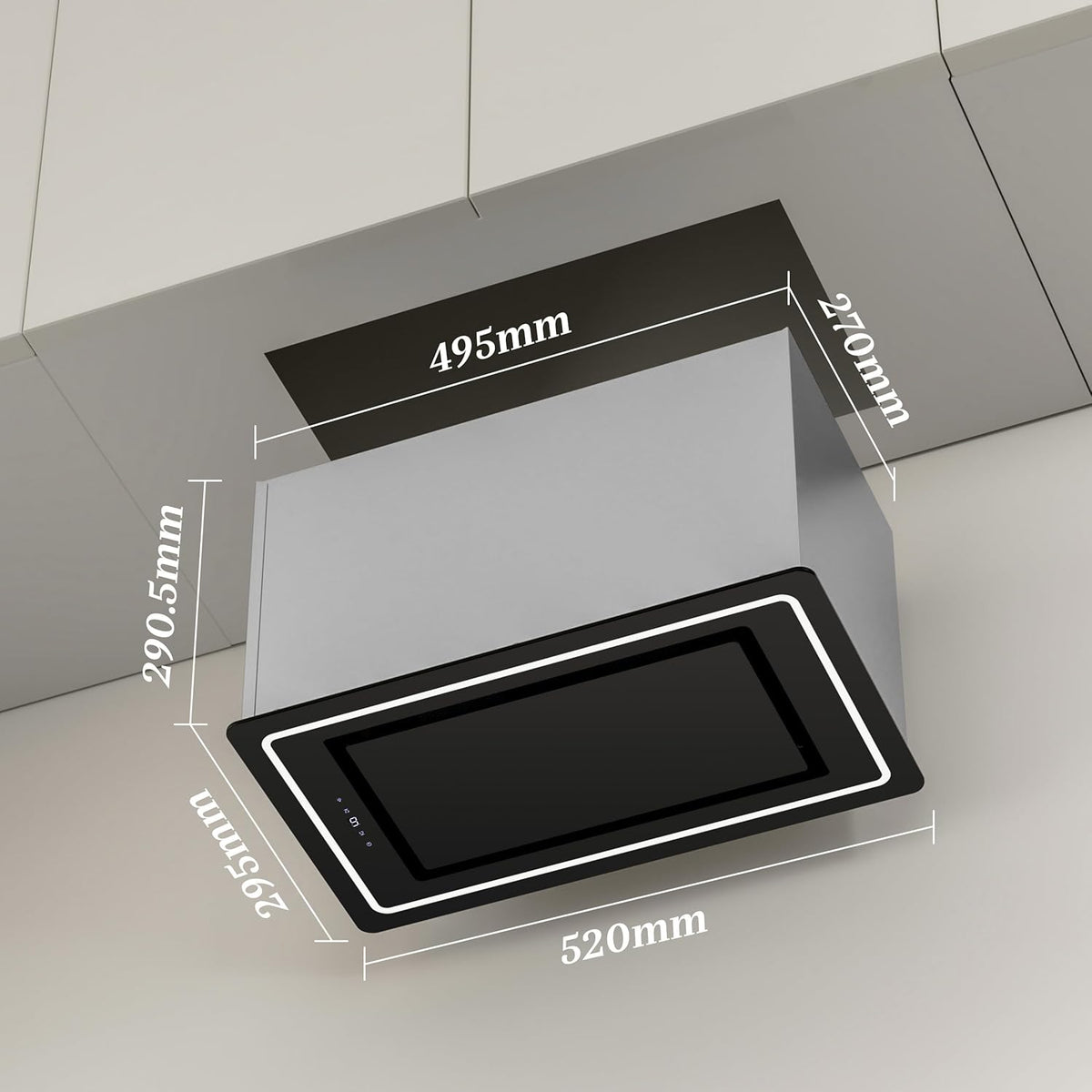 Inbouw Afzuigkap 52 cm Zwart – Onderbouw Afzuigkap – Geïntegreerde Afzuigkap – Kastmontage Afzuigkap – Keukenafzuigkap – 450 m³/h Afzuigvermogen – A+ Energieklasse