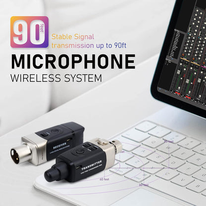 Upgrade Xvive U3C Microfoon Draadloos Systeem Mic Adapter 2,4 GHz Wireless XLR Draadloze Transmitter en Ontvanger Compatibel met Condenser Microfoon, Audio Mixer, PA-systeem en DSLR Camera