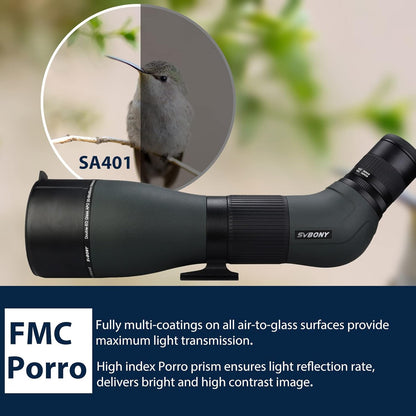 Svbony SA401 APO Spotting Scope 20-60x85, Double ED Glass Spotting Scopes Precise Focus, Waterdichte Mistbestendige Hoekige Telescoop Monoculair