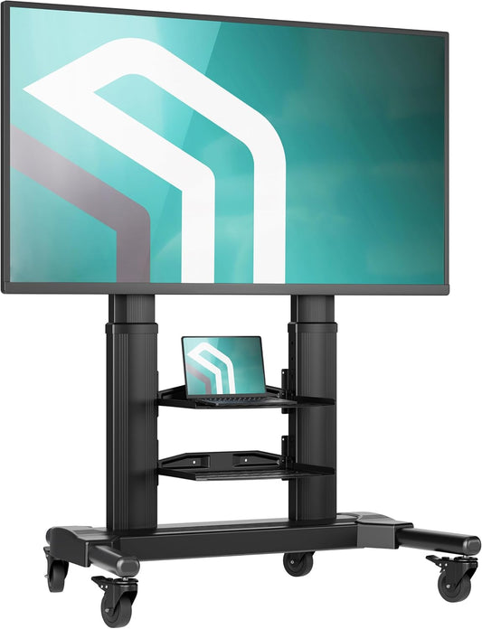 ONKRON Mobiele TV Standaard op Wielen voor 40-80 Inch Scherm, Televisie Standaard Verrijdbaar tot 55.5 kg - TV Vloerstandaard Verrijdbaar VESA 200x200-700x400/TV Scherm op Wielen TS2771-B Zwart