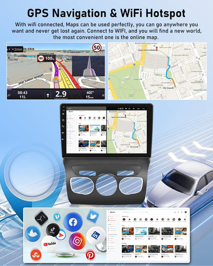 NHOPEEW 2G + 64G Autoradio voor Citroën C4 II / DS4 / DS4 Crossback 2011-2018, 9 inch touchscreen, draadloze CarPlay Android Auto, WLAN, GPS, FM, RDS, gedeeld scherm, SWC, AHD achteruitrijcamera