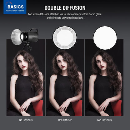 NEEWER Basics Softbox Parabolische Frame Bowens, 35,4 inch Soft Box met snelontgrendeling, lichtdiffuser/rooster/tas, compatibel met Godox, compatibel met Aputure 600d Studio videoverlichting, NS38P