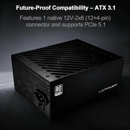 LC-POWER ATX 3.1 voeding, 1000 W, PCIe 5.1