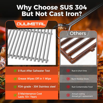 QuliMetal 47,6 cm 9,5 mm BBQ Grill Roosters voor Weber Genesis II Grill Onderdelen Voor Weber Genesis II LX 300 Series, Genesis II E&S 310 315 320 325 340 Onderdelen voor Weber 66095