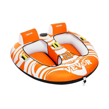 VEVOR Trekbare buizen voor 2 personen, opblaasbare bootbuizen en sleepboten met 2 cockpits, 154 kg watersportbuizen voor boot om te trekken - met 840D volledige nylon hoes, gewatteerde handgrepen en