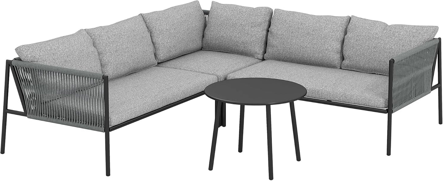 Loungeset – Tuinmeubelset – Buitenmeubels – Balkonset – Terrasmeubels – Weerbestendig Gepoedercoat Staal – Modulaire Opstelling Met Comfortabele Kussens