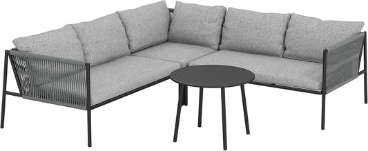 Loungeset – Tuinmeubelset – Buitenmeubels – Balkonset – Terrasmeubels – Weerbestendig Gepoedercoat Staal – Modulaire Opstelling Met Comfortabele Kussens