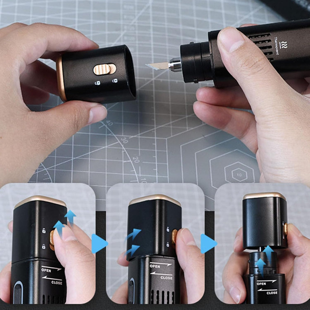 Fafeicy Ultrasone Snijder 40 KHz Precisiesnijgereedschap met OLED-scherm en 50 Vervangbare Messen voor 3D-printen Kunststoffen Houtharsen Slijpen Polijsten Ambachten (EU-stekker)