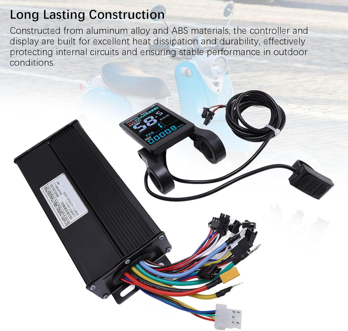 Chiciris Electric Controller Kit, 36V 48V 52V 1500W 2000W Sinusgolven Controller LCD -display met Achtergrondverlichting voor Hall en Non Hall Brushless Motors