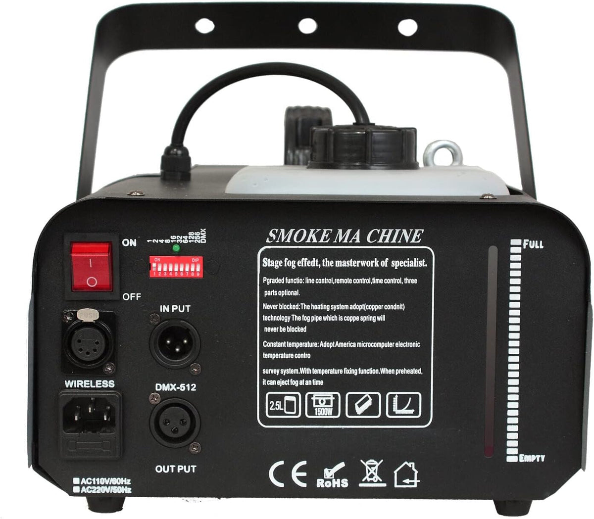 Ibiza - LSM1200PRO - Professionele 1200W rookmachine programmeerbaar met DMX en afstandsbediening - Zwart