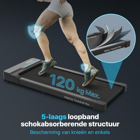 Loopband - Elektrische Loopband - Wandelpad - Wandel-Joggingmachine - met Helling - Ruimtebesparend - 2.25 pk - LED-display - Instelbare Snelheid - 12 km/u - voor Thuis - Onder het Bureau - 123 x 52 x 13 cm - Zwart
