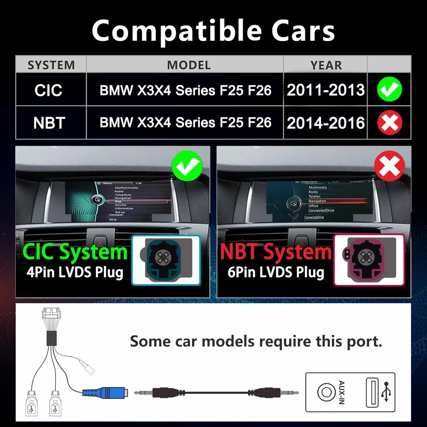Fast Boot Linux Autoradio Compatible with BMW X3 X4 Series F25 F26 (2011-2013) CIC iDrive Upgrade |Bluetooth/Wireless CarPlay/Android Auto | Retains OEM Controls