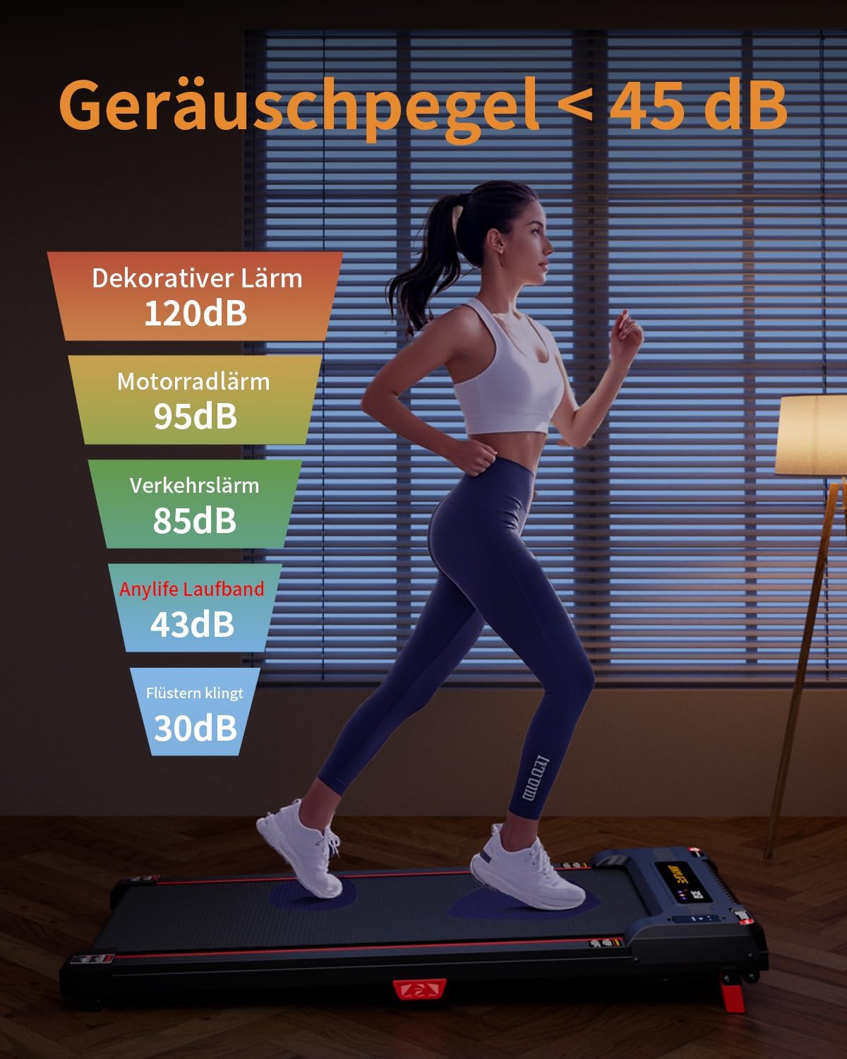 Anylife treadmill, desk walking pad, ramp runner, compact Treadmill, running machine, silent running mat, LED display, treadmill for home 150kg - QUORE