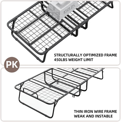 Deluxe opklapbed (incl. 13 cm dik traagschuimmatras), inklapbaar logeerbed, volwassenen 100 x 190 cm, metalen klapframe, versterkt metalen rooster, stofbestendige opbergtas, belastbaarheid 250 kg