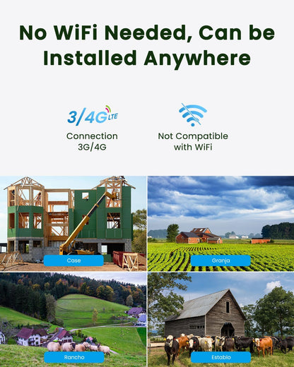 Draadloze 3G/4G LTE Beveiligingscamera – Buitencamera – Wifi-Loze Bewakingscamera – Zonnepaneel Camera – Batterijcamera – 2K Resolutie – PIR Humanoïde Detectie
