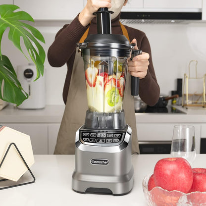 AMZCHEF 2 IN1 Blender met Kan van 1850 ml en 600 ml voor Twee Mengstanden - 2000 Watt Smoothie Blender met Stamper en 6 Professionele Messen 22000 Omwentelingen - Grijs