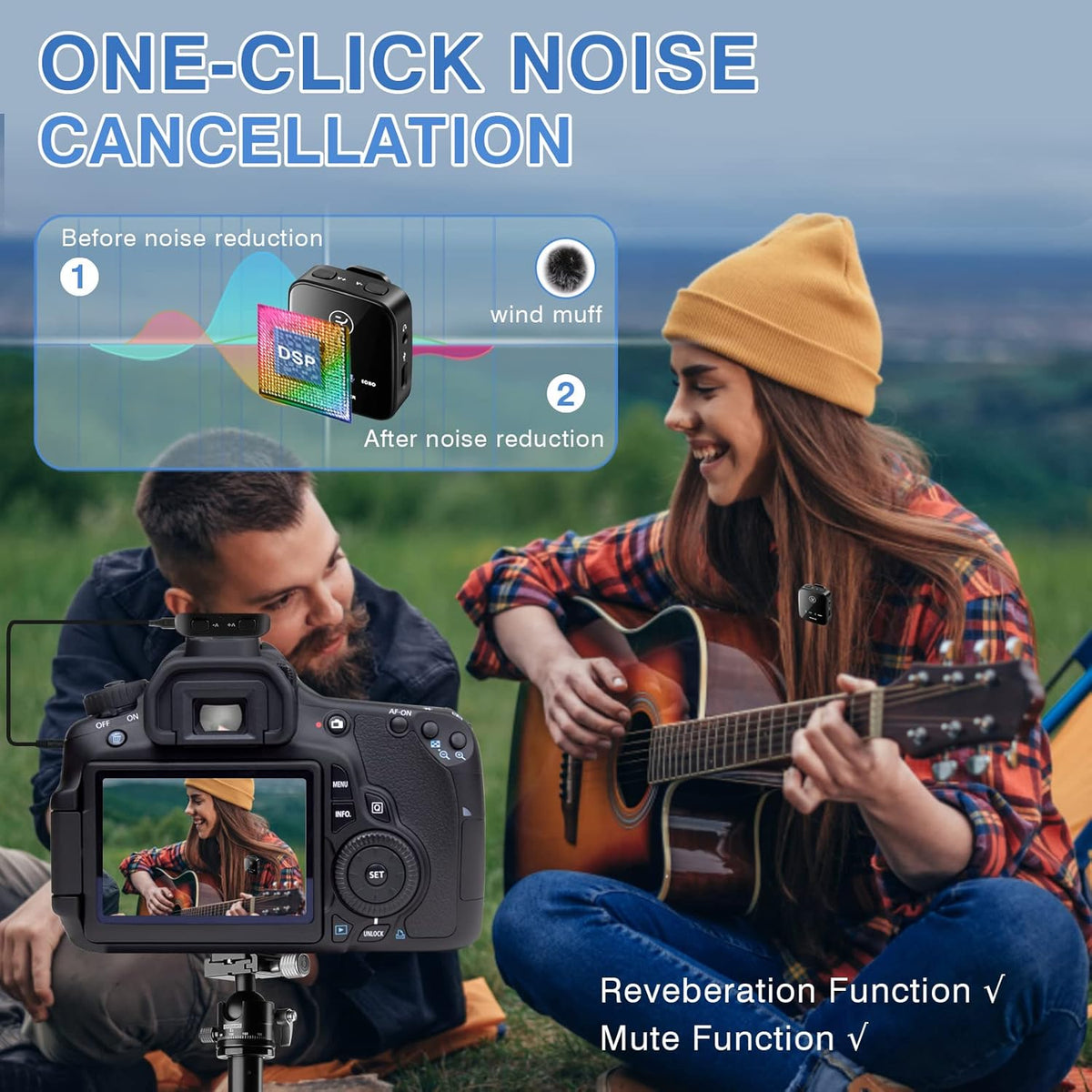Dual Transmitter Draadloze Lavalier Microfoon met Opbergdoos voor iPhone/Type-C/Camera/Laptop, 2,4 GHz draadloze microfoon met 165 voet stabiele transmissie voor livestream/vlog/interview