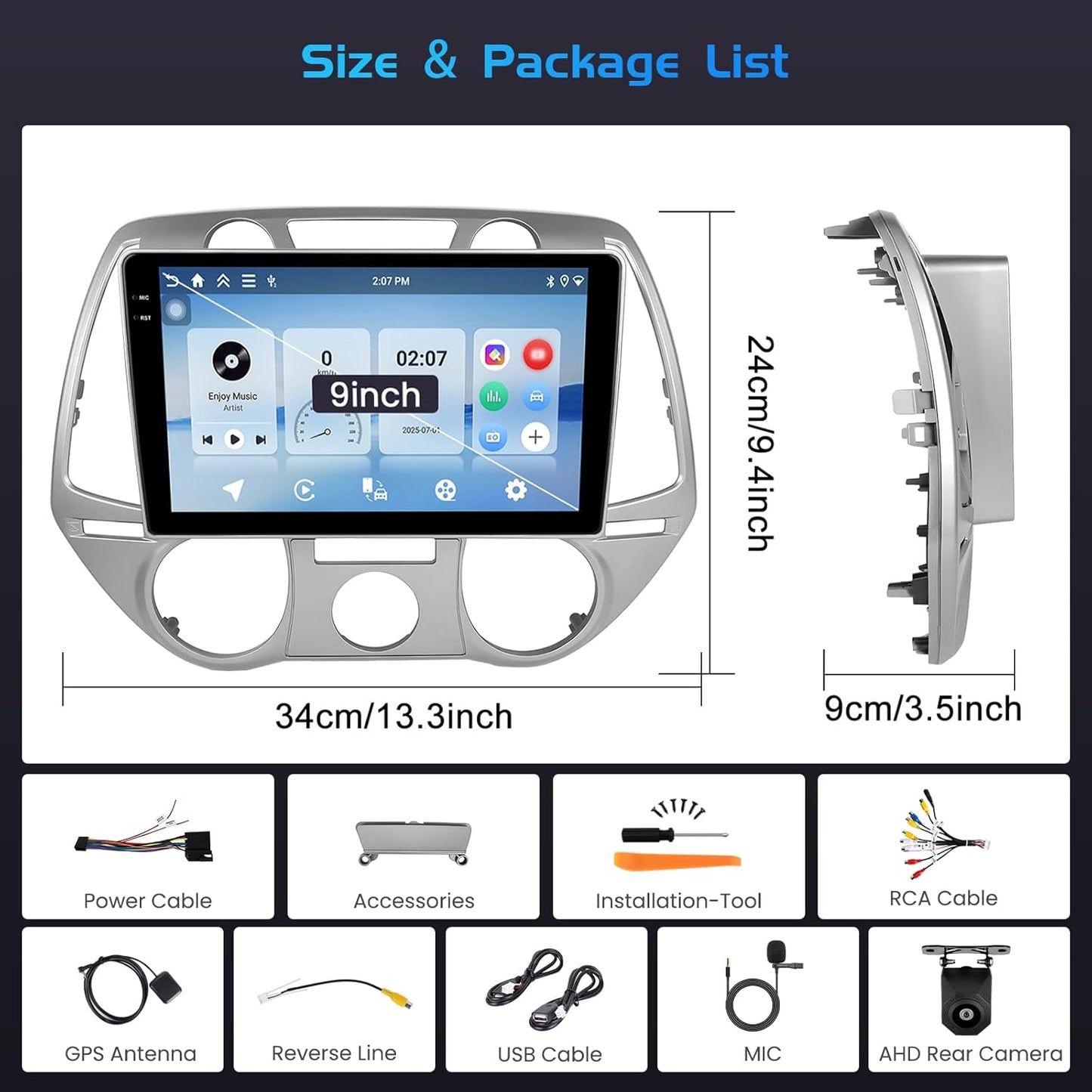 Autoradio – Multimedia Systeem – Navigatie – Touchscreen Radio – Android Radio – 9-Inch In-Cell Scherm – Draadloze CarPlay & Android Auto