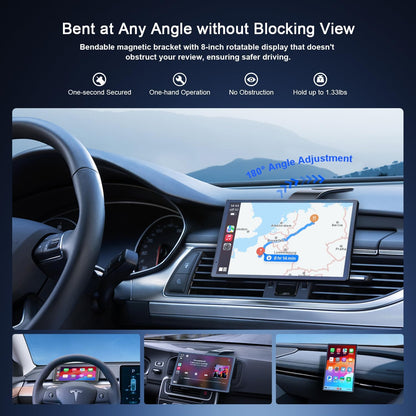 Draadloze autoradio A-pple Carplay auto met achteruitrijcamera, draagbaar touchscreen, GPS-navigatie, spraakbesturing Google/Siri, Android Auto, Bluetooth-radio, AUX/FM, Mirror Link, OTA