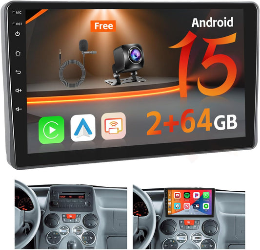 Autoradio FIAT Panda – Multimedia Systeem – Navigatie – Touchscreen Radio – Auto Stereo – 9 Inch IPS Display – Android 13 – Draadloos CarPlay & Android Auto - QUORE