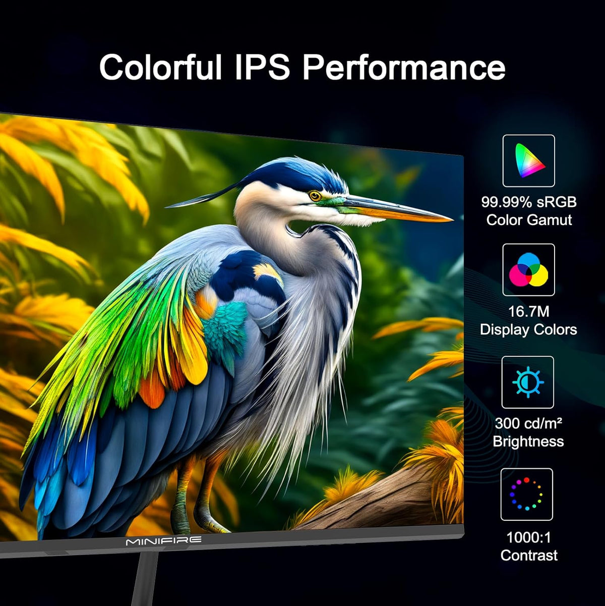 Minifire Monitor 27 inch PC Monitor, 100 Hz, FHD (1920 x 1080), sRGB 110%, HDMI 1.4, USB-C, Anti-Bluelight, VESA 100 x 100 mm (Type C Cable Included) - QUORE