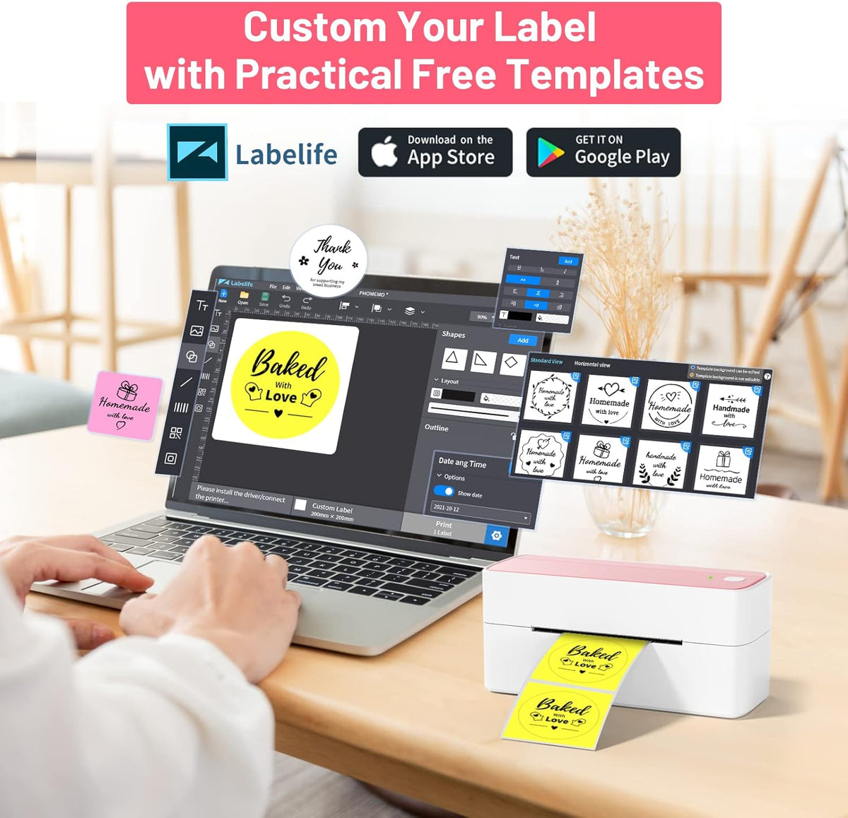 Phomemo Bluetooth thermische labelprinter voor verzendlabel, draadloze verzendlabelprinter, compatibel met iOS, Android, PAD en pc, veel gebruikt voor Amazon, Ebay, Shopify, TikTok, Etsy, USPS, FedEx,