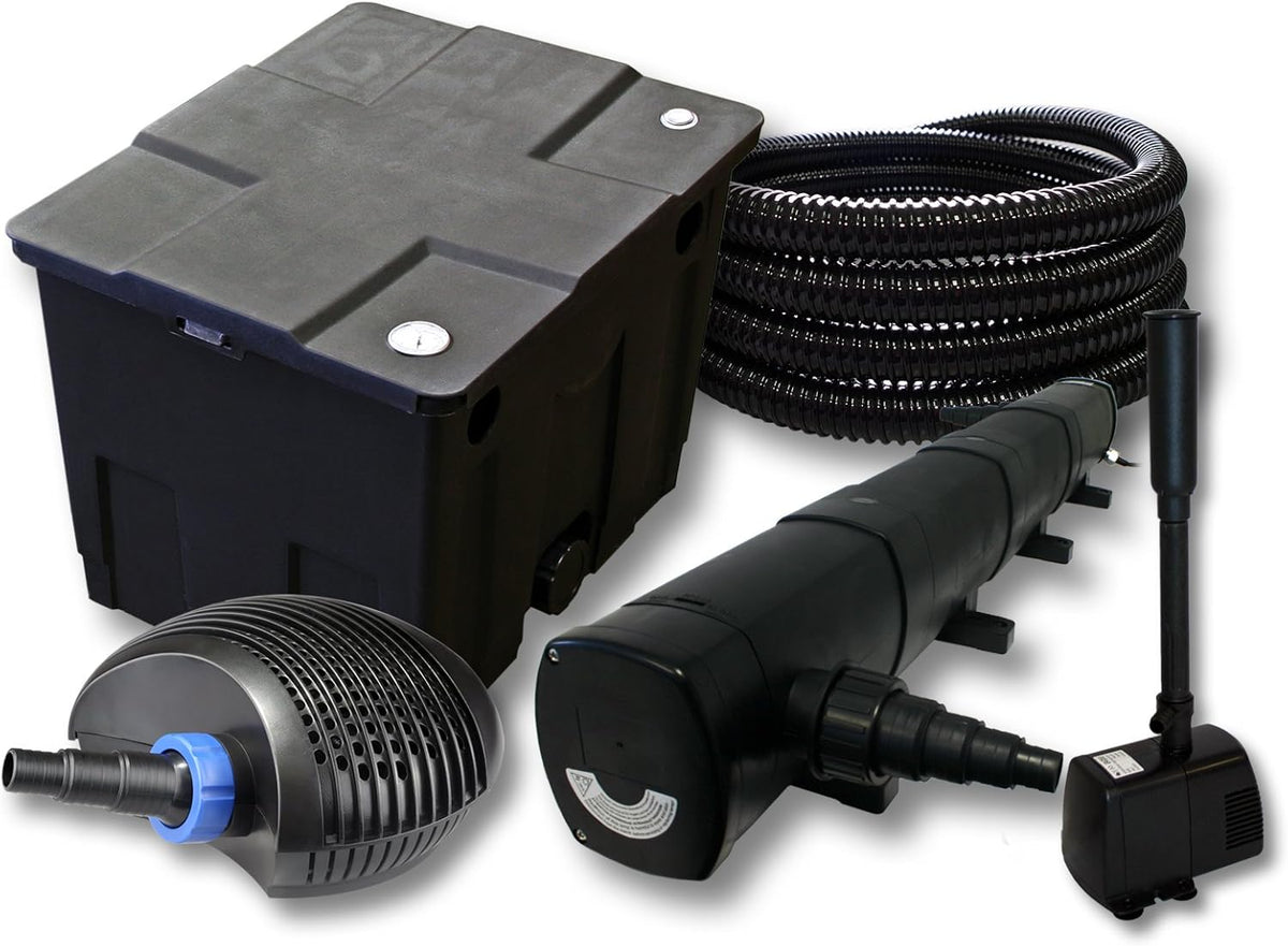 Filterset voor vijvers van 12.000 l met UVC 72 W CTF ECO-pomp 40 W slang 25 m fonteinpomp