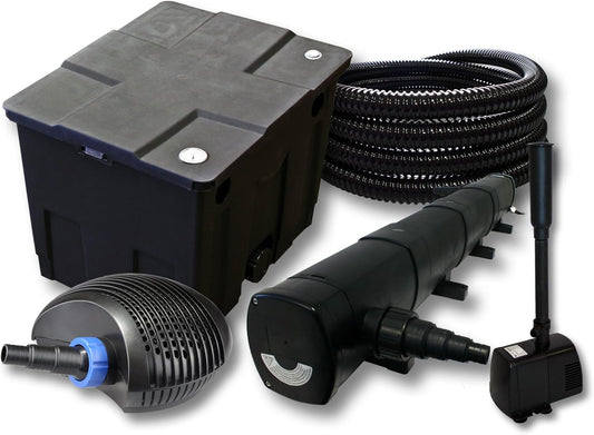 Filterset voor vijvers van 12.000 l met UVC 72 W CTF ECO-pomp 40 W slang 25 m fonteinpomp