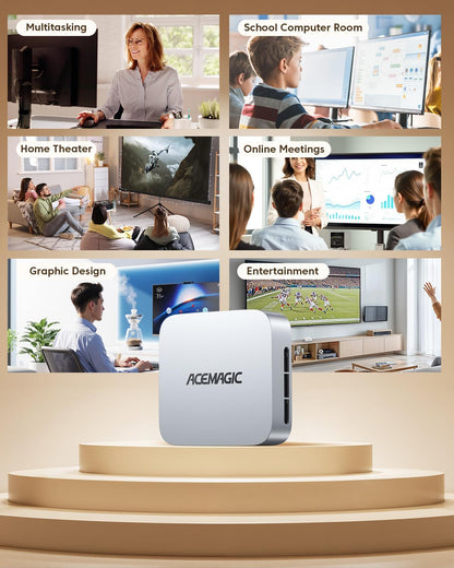 ACEMAGIC K1 Mini PC, Intel Core i5 12600H (12C/16T), 16GB DDR4 512GB SSD Micro Desktop Computer voor kantoor/thuisbioscoop/vergaderingen/zakelijk gebruik/reizen【DP+HDMI+USB-C/ Wifi6/ Bluetooth5,2】
