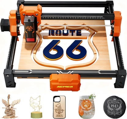 ACMER S2 lasersnijder, 12 W, 72 W lasergraveermachine, graveren en snijden van houten platen met slechts één klik voor kleine en winstgevende bedrijven, doe-het-zelfprojecten, 300 x 300 mm