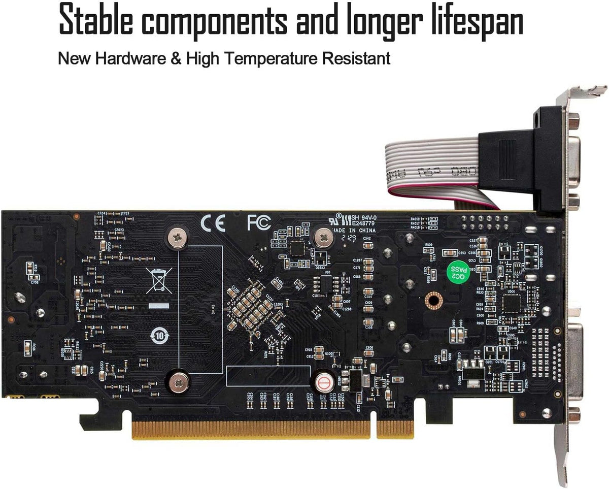 Radeon RX 550 Low Profile Ready, 4GB grafische kaart, GDDR5, 128-bit, VGA, DVI-D, HDMI, Videokaart voor pc-gaming, 4K-ondersteuning, Gamingcomputer GPU, DirectX 12