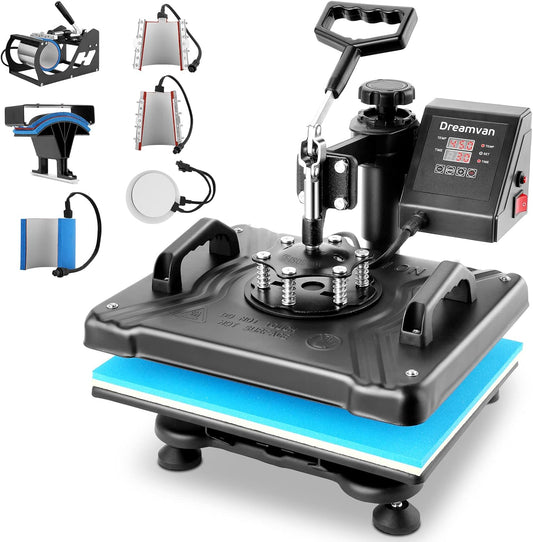 8-in-1 hittepers, 30 x 38 cm, textielsublimatiemachine, warmtepers, 360 graden draaibaar, voor doe-het-zelf t-shirts/kop/hoed/borden/pet