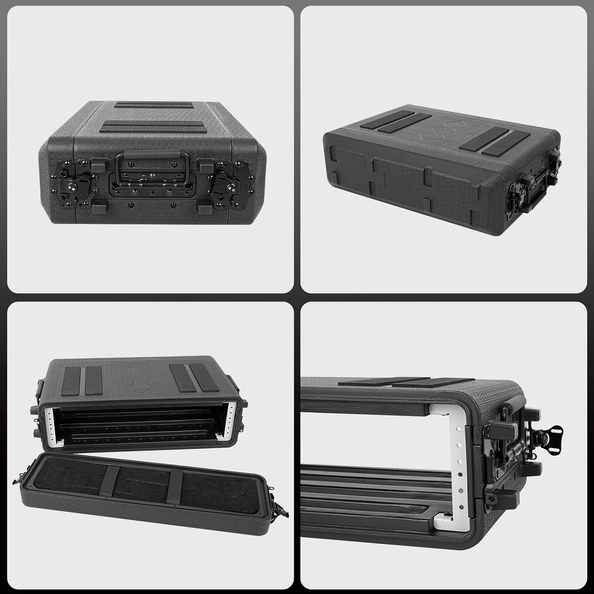 2U rack case sound stand stand case 30 cm diep, 19 inch rackmount vliegkoffer met waterdichte stofdichte 2 ruimte schokdemper standaard met microfoonvak