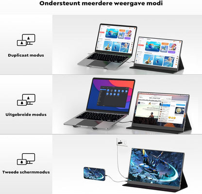 HONGO Portable Monitor, Ultra Thin, 15.6 Inch Portable Monitor, 1920 x 1080 FHD, Laptop Display Expansion - QUORE