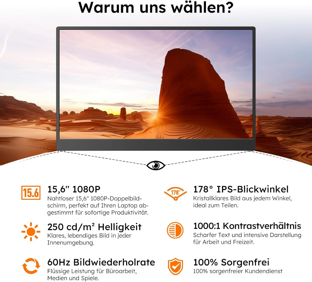 Draagbare Monitor 15,6 Inch – Portable Monitor – Tweede Scherm – Extra Scherm – Extern Beeldscherm – 15,6 Inch FHD 1080P IPS – USB-C/HDMI Aansluiting – Ingebouwde Luidsprekers