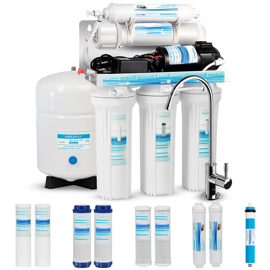 Geekpure 5 Phase Reverse Osmosis RO Drinking Water Filter System With Pump Extra 4 Filters-75GPD - QUORE