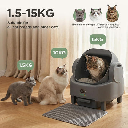 Gimars Open Top Design Zelfreinigende Kattenbak, Automatische Kattenbak voor Meerdere Katten & Senior Katten, App Controle met Veiligheidssensoren, Lage Geur, Inclusief Vuilniszakken & Kattenbak