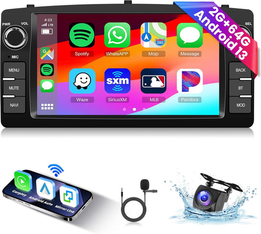 Android autoradio – Multimediaspeler – Navigatiesysteem – Touchscreen Radio – 2-DIN Radio – 7 Inch Touchscreen – Wireless CarPlay en Android Auto – 2 GB RAM + 64 GB Opslag