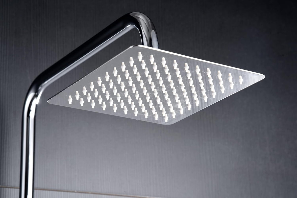 Thermostatische Douchekolom – Douchepaneel – Doucherail – Douchekraan – Badkraan – RVS 20 cm Vierkante Douchekop – Instelbare Watertemperatuur