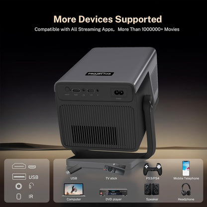 [8K-ondersteuning/2000 ANSI/AI visuele kalibratie] X7 slimme projector met Android 14 OS DoIby, 1080P UHD-projector met Netflix YouTube/AI Auto Focus & Keystone & Obstakel Avoidance/200 inch Display