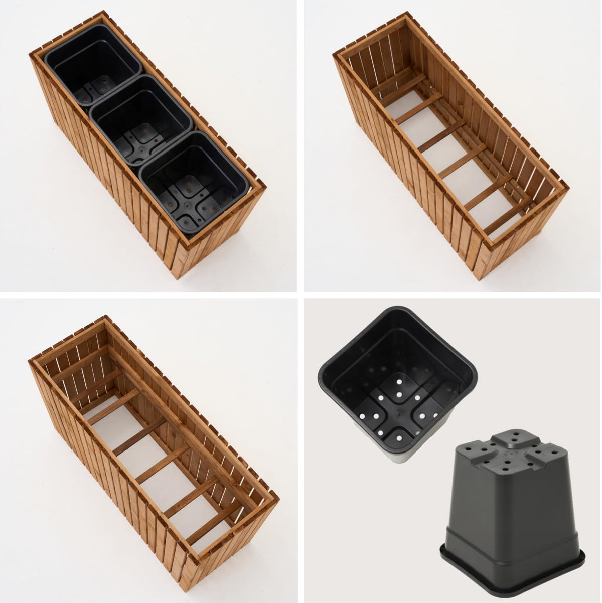 Trellis Planter with Planter, Wooden Flower Box for Garden, Balcony, Patio, Raised Bed with 18 L Plastic Plant Insert (Vertical Brown, 98 x 36 x 55 cm H130) - QUORE