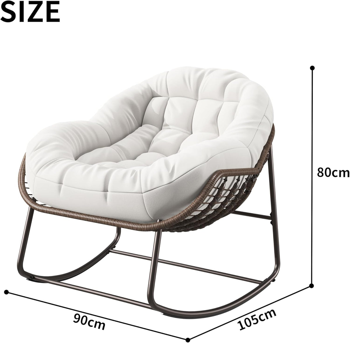 Schommelstoel Buiten – Tuinstoel Schommelstoel Balkonstoel Rattan Stoel – Comfortabel Ruim Zitvlak – Waterafstotende Beschermhoes