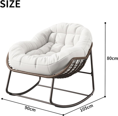 Schommelstoel Buiten – Tuinstoel Schommelstoel Balkonstoel Rattan Stoel – Comfortabel Ruim Zitvlak – Waterafstotende Beschermhoes