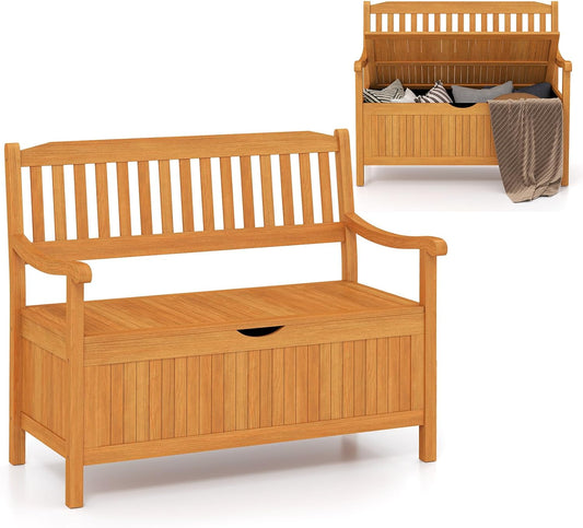 FANTASK Houten tuinbank met opbergruimte, 2-zits, outdoor balkonbank met afneembare binnenzak, belastbaar tot 360 kg