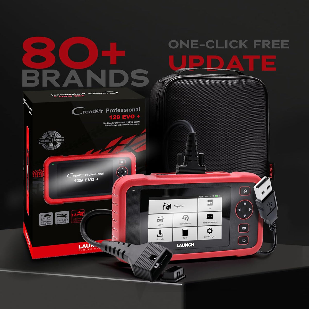 OBD2 Diagnosetool – Auto Scanner – Foutcode Lezer – Voertuig Diagnostiek – EOBD Tester – 4-Systemendiagnose Motor ABS SRS Automaat – 13 Servicefuncties Wi-Fi Updates Touchscreen